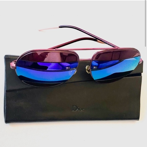 Authentic NWT The Funky Aviator Dior Split Blue & Pink Mirror 59MM Sunglasses